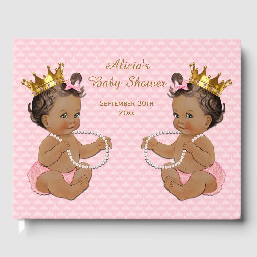 Etnische prinses tweeling roze Baby shower Gastenboek (Voorkant)