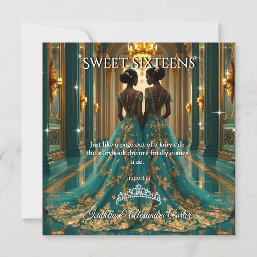 Etnische prinses tweeling Sweet 16 Verjaardag Blau Kaart (Voorkant)