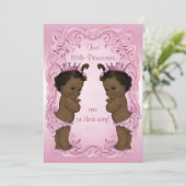  etnische prinses Twins Baby shower roze Kaart (Staand voorkant)