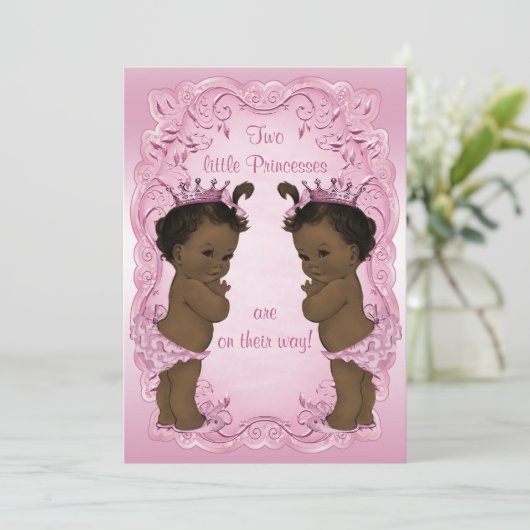  etnische prinses Twins Baby shower roze Kaart (Staand voorkant)