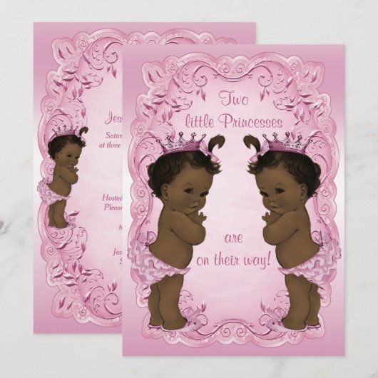 etnische prinses Twins Baby shower roze Kaart (Voorkant / Achterkant)