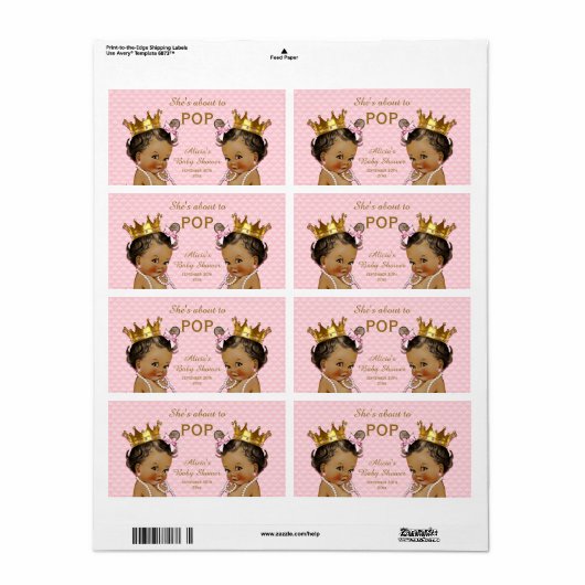 Etnische Prinses Twins Mini Champagne Label (Full Sheet)