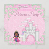 Etnische prinses, Unicorn & Castle Princess Party Kaart (Voorkant / Achterkant)