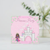 Etnische prinses, Unicorn & Castle Princess Party Kaart (Staand voorkant)
