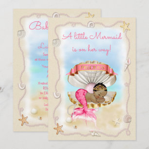 Etnische Prinses Zeemeermin Clam Shell Baby shower Kaart