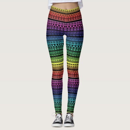 Etnische, regenboogversiering leggings (Voorkant)