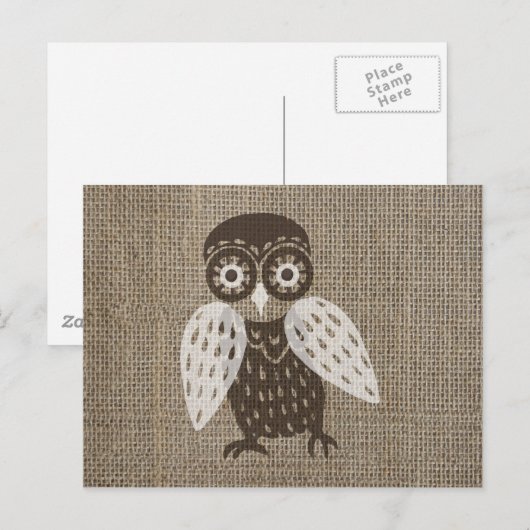 Etnische retro uil briefkaart (Voorkant / Achterkant)