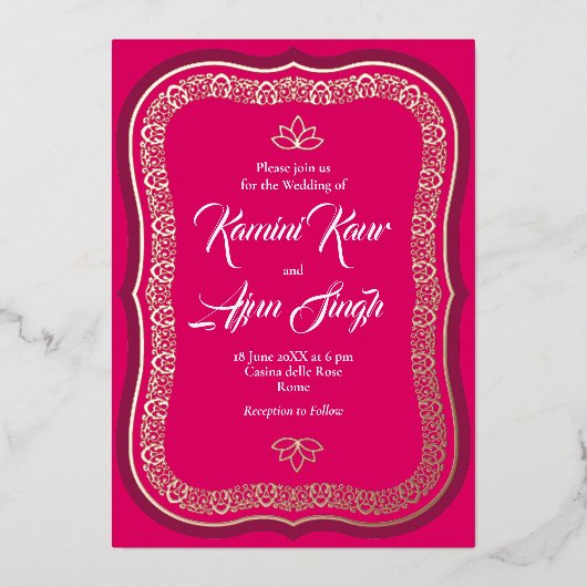 Etnische Rich Decor Folie Uitnodiging (Voorkant)