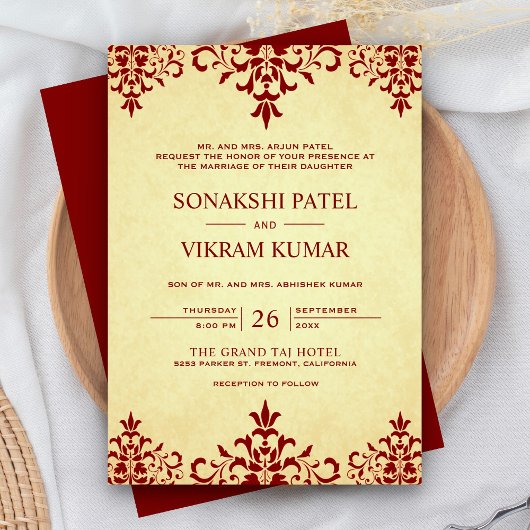 Etnische Rode Damask Indiaas huwelijk Kaart