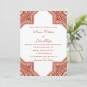 Etnische rode Marokkaanse bruiloft uitnodiging (Staand voorkant)