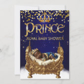 Etnische Royal Prince Baby shower Blauw Goud Wieg Kaart (Voorkant)