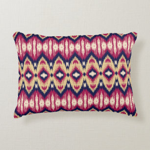 Etnische roze blauwe ikat chevron patroon achtergr accent kussen