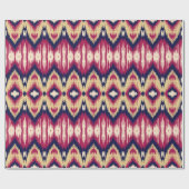 Etnische roze blauwe ikat chevron patroon achtergr cadeaupapier (Vlak)