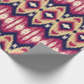 Etnische roze blauwe ikat chevron patroon achtergr cadeaupapier (Hoek)