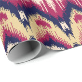 Etnische roze blauwe ikat chevron patroon achtergr cadeaupapier (Rol Hoek)