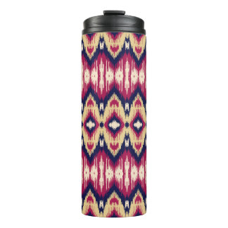 Etnische roze blauwe ikat chevron patroon achtergr thermosbeker