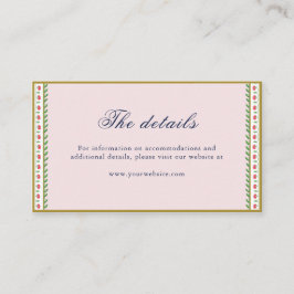 Etnische roze bloemgrens Indische trouwgegevens Plaatskaartje