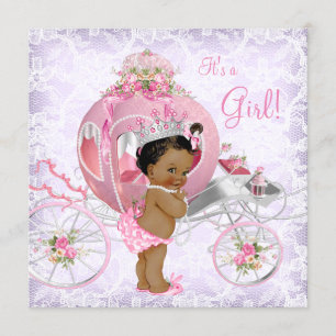 Etnische roze en Paarse prinses Baby shower Kaart