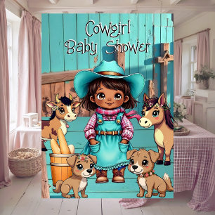 Etnische Schattige Cowgirl Baby Shower Teal Roze H Kaart