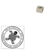 Etnische schildpad | Ronde familienaam & retouradr Rubberstempel (Gestempeld)