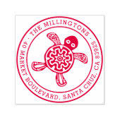 Etnische schildpad | Ronde familienaam & retouradr Zelfinktende Stempel (Design)