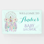 Etnische Sprookjesdroomvanger Boho Veren Pastels Spandoek (Horizontaal)