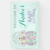 Etnische Sprookjesdroomvanger Boho Veren Pastels Spandoek (Verticaal)