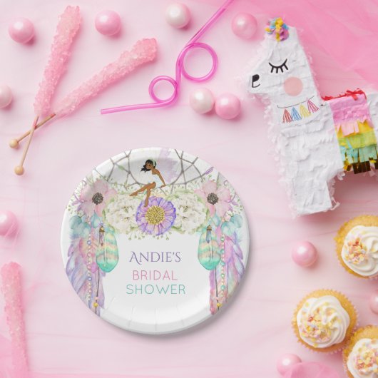 Etnische sprookjesvanger Boho draagt kristallen Papieren Bordje (Feest)