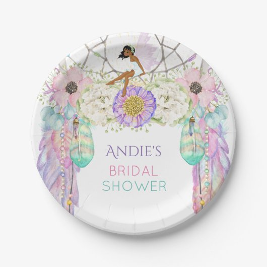 Etnische sprookjesvanger Boho draagt kristallen Papieren Bordje (Voorkant)