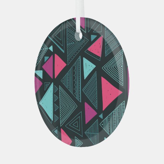 Etnische stam Boho: Doodle . Glas Ornament (Voorkant links)