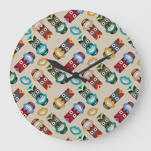 Etnische stammaskers grote klok (Voorkant)
