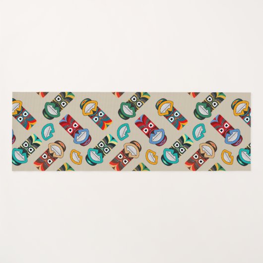 Etnische stammaskers yogamat (Voorkant (horizontaal))