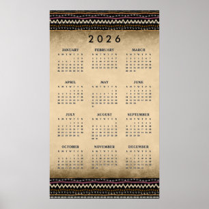 Etnische Stamstrepen 2026 Muurkalender Poster