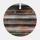Etnische stamstrepen: tapijtontwerp. glas ornament (Achterkant)