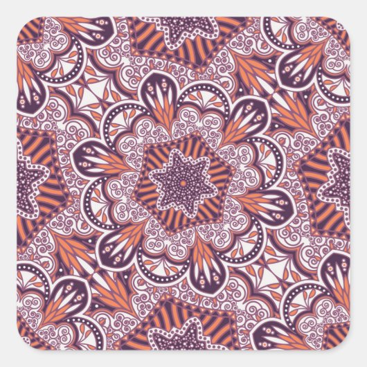 Etnische stijl, decoratieve textuur. vierkante sticker (Voorkant)