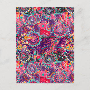Etnische stijl Dierenpatroon 2 Briefkaart