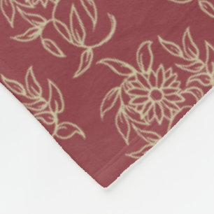 Etnische stijl Floral Mini-print Beige op maroon Fleece Deken