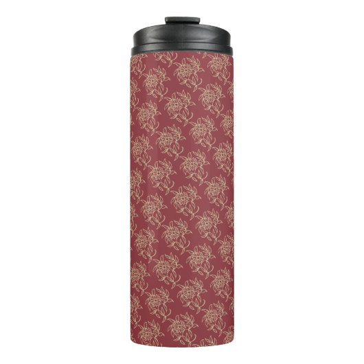 Etnische stijl Floral mini-print beige op maroon Thermosbeker (Voorkant)