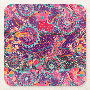 Etnische stijldieren kartonnen onderzetters