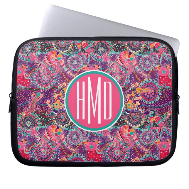 Etnische stijldieren | Monogram Laptop Sleeve (Voorkant)
