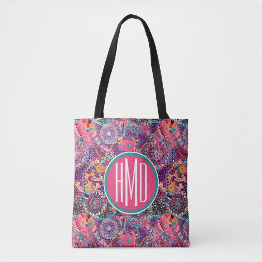Etnische stijldieren | Monogram Tote Bag (Voorkant)