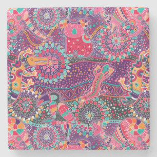 Etnische stijldieren stenen onderzetter