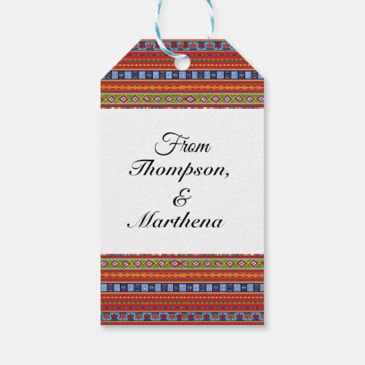 Etnische streeppatronen Cadeau Labels Cadeaulabel (Achterkant)
