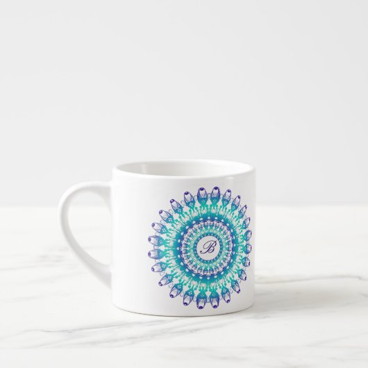 Etnische tel mandala. monogram. espresso kop (Links)