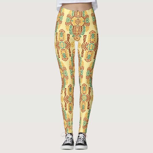 Etnische trend: Boheemse naadloze Tegel Leggings (Voorkant)