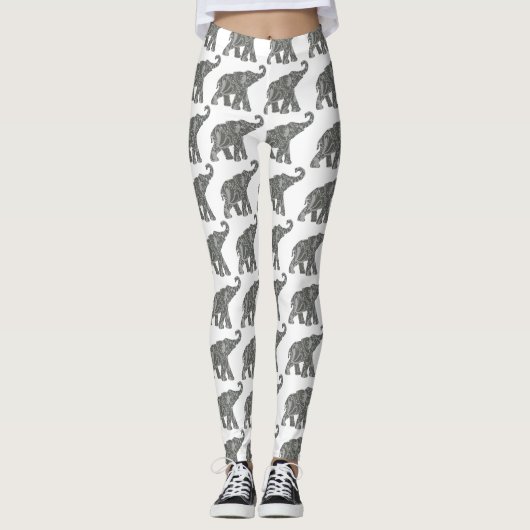 Etnische Tribal Aztec Olifantspatroon Leggings (Voorkant)