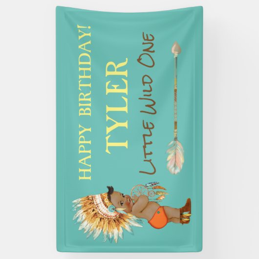 Etnische Tribal Boy Headdress Indiaanse Pijl Spandoek (Verticaal)