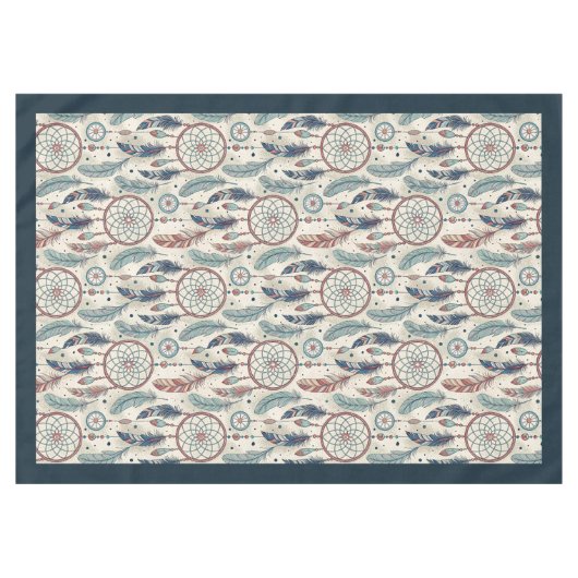 Etnische Tribal Native pastel dromenvanger veren Tafelkleed (Voorkant (Horizontaal))