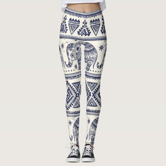 Etnische Tribal Olifant Leggings & Yogabroek (Voorkant)
