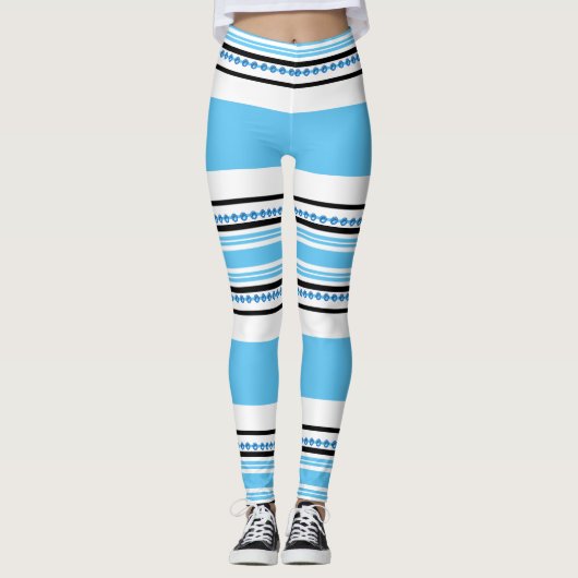 Etnische tribale blauwhipster leggings (Voorkant)